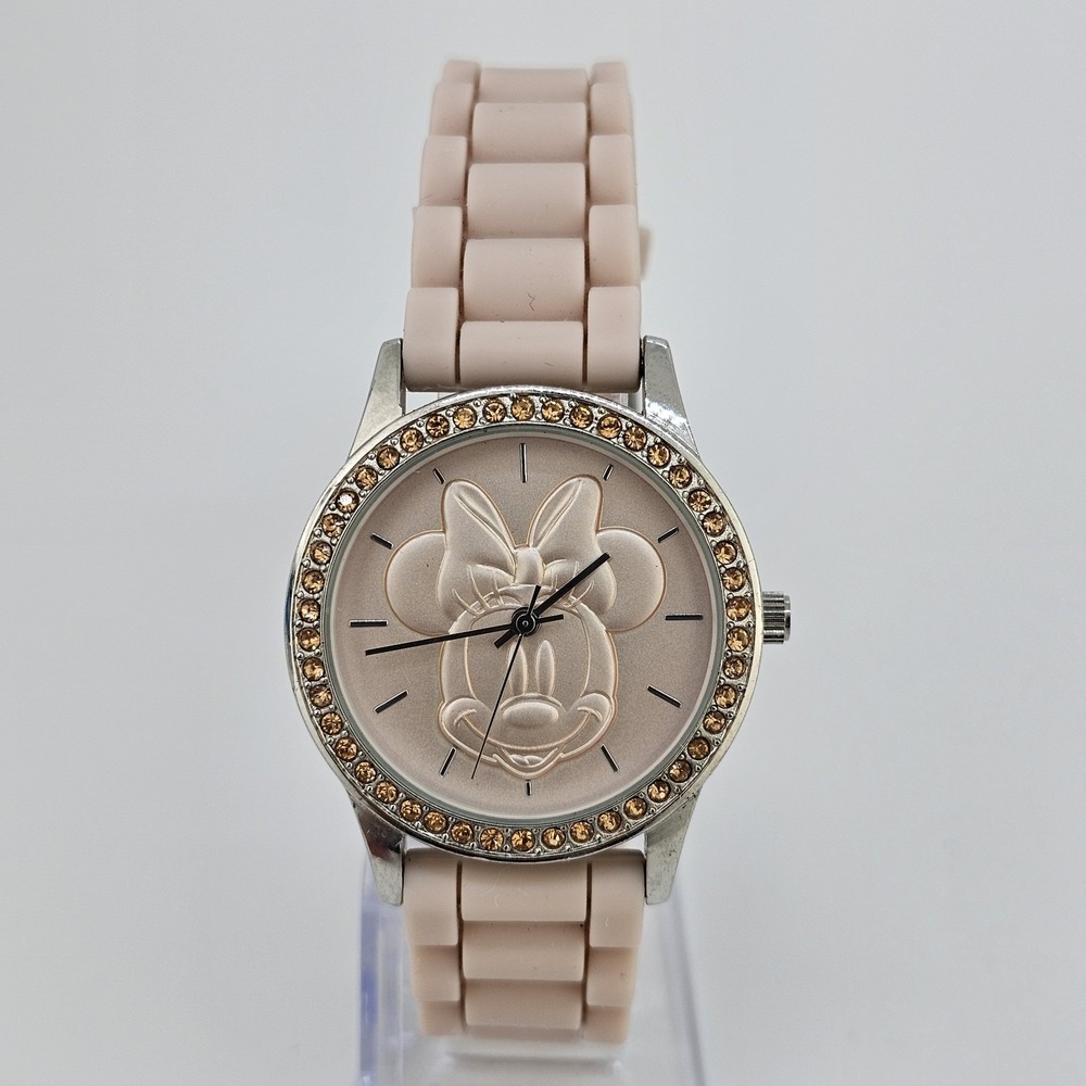 Minnie Mouse Women's Watch 36MM Cream‎ Tan Dial Plastic Bands New Battery